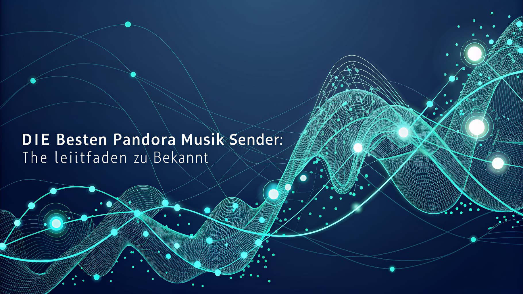 Abstract blue background with glowing lines, dots, and text "DIE Besten Pandora Musik Sender: The leiitfaden zu Bekannt".